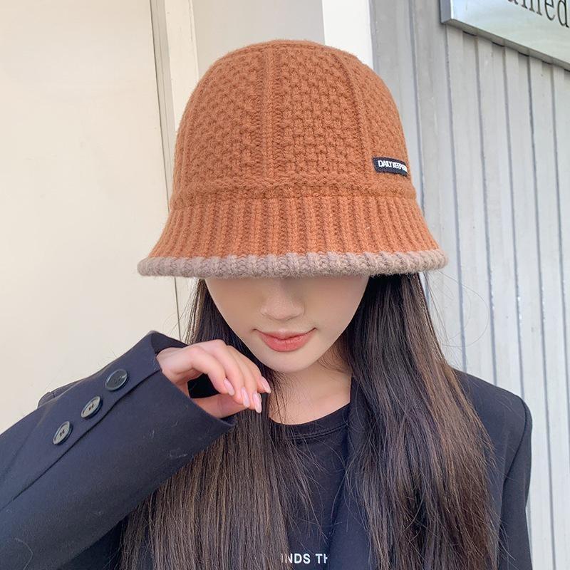New hat women's autumn and winter warm bucket bucket hat Korean version shows small face cover retro versatile basin hat
