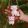 Cute Pig Statue Pendant Cartoon Miniatures Figurine Crafts Cat Climbing Vine Pendant  Outdoor