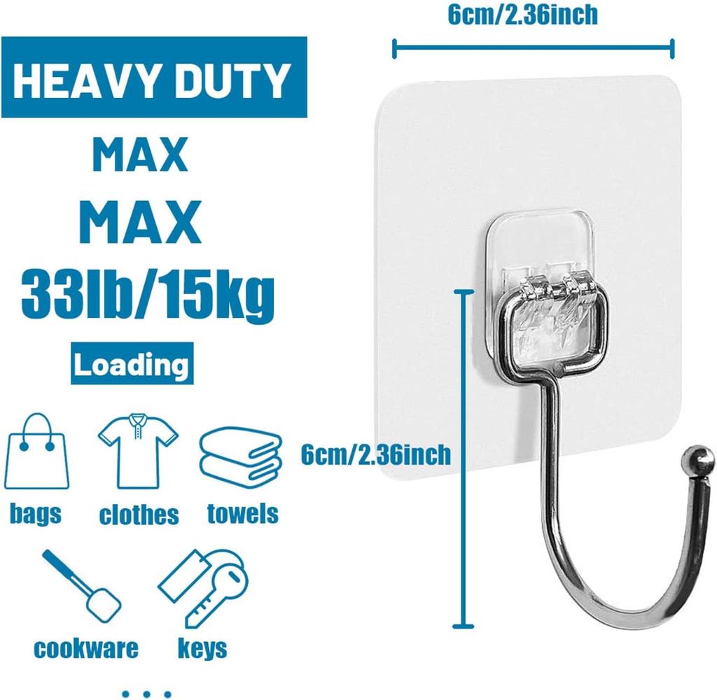 10Pcs Big Size Transparent Strong Self Adhesive Door Wall Hangers Hooks Suction Heavy Load Rack Cup Sucker for Kitchen Bathroom