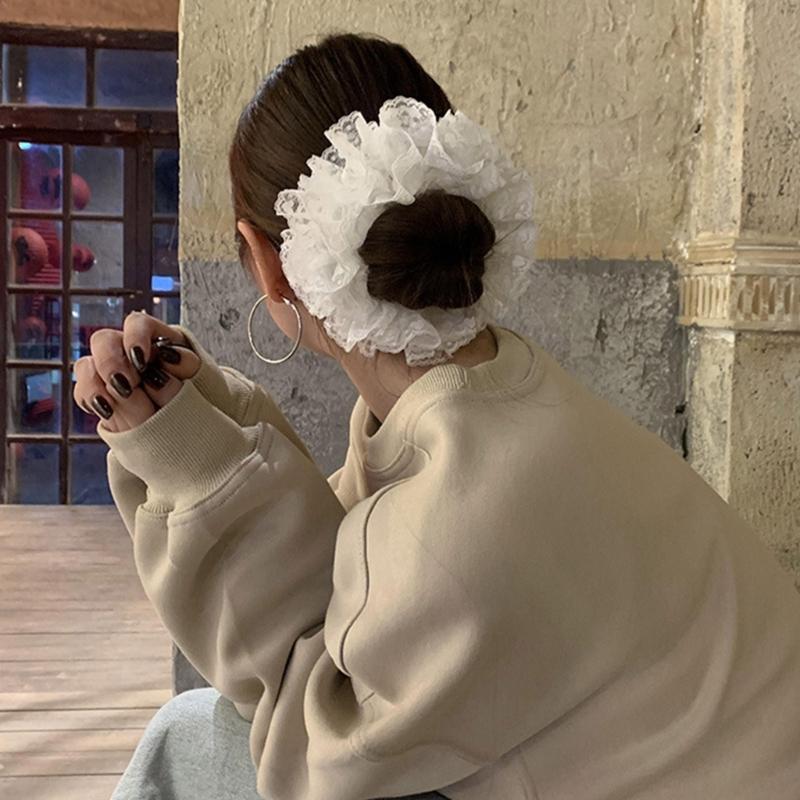 Modische Spitze Haargummis Scrunchies Für Frauen Sanfte Elastische Haarbänder Haaraccessoires Für Verschiedene Frisuren