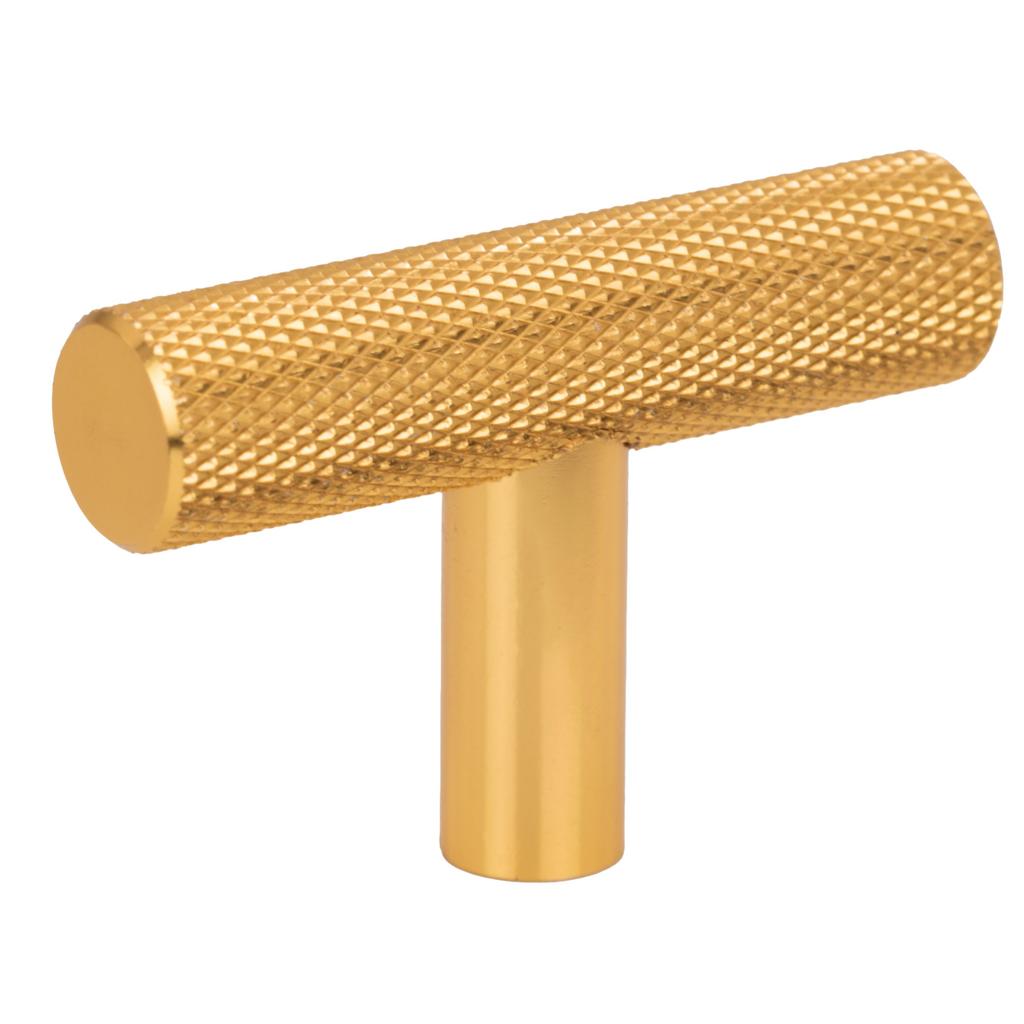 4 x Furniture knob railing grooved knurled metal brushed gold