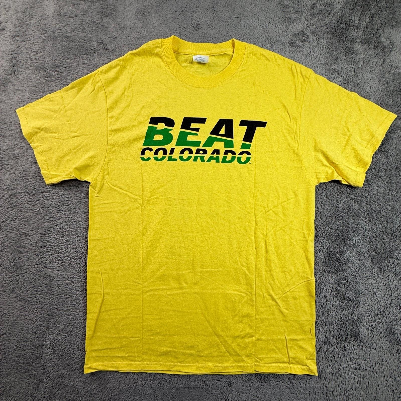 Port Company Oregon Ducks Beat Colorado M Yellow Green Cotton Tee Unisex T-Shirt S