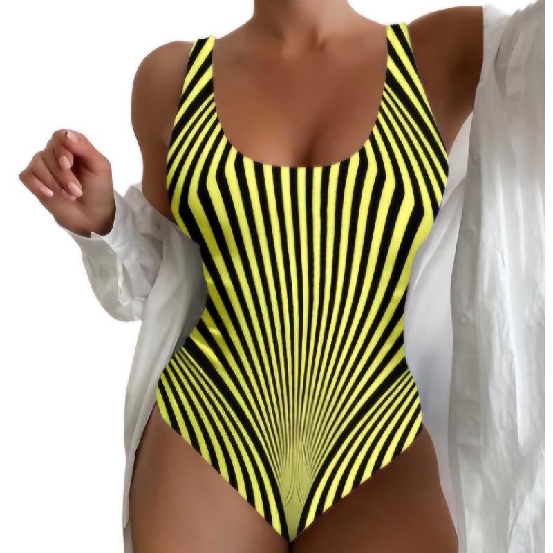 

New bikini sexy skin tone one-piece bikini swimsuit printed women s swimsuit 4XL