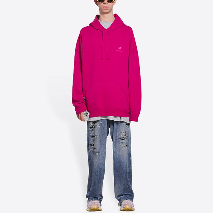 Balenciaga Sweatshirts Men's Rose Red Hooded Moderate Regular 675300T41200551