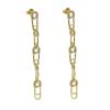 18k Gold Plated Trendy Women Jewelry Clear Cz Long Tassel Safety Pin Dangle Earring