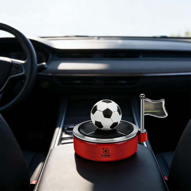 Solar Powered Football Car Air Freshener Perfume Holder With Essential Oil For Stylish Vehicle Decoration And Freshing Scent