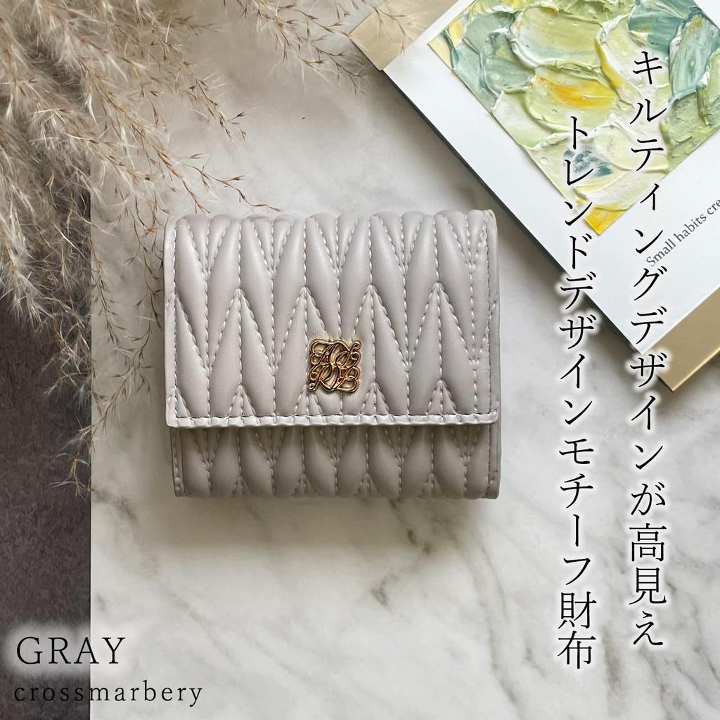 Crossmarbury Mini Compact and Cute Wallet with Small Coin Perfect for Everyday R66 Gray Women's Wallet, Tri-fold Quilting, Purse, Palm-Sized, Use,