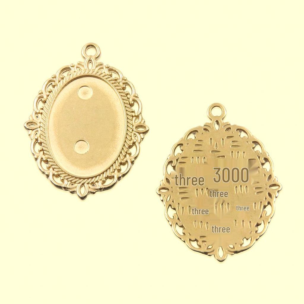 2-Color Oval Gold Stainless Steel Base Tray Necklace (18x25mm) Jewelry Accessories