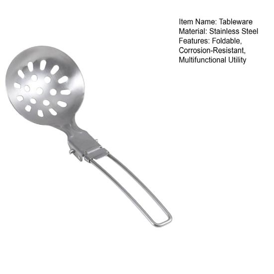 Stainless Steel Tableware Foldable Design Hollow Handle Portable Cookware Camping Hiking