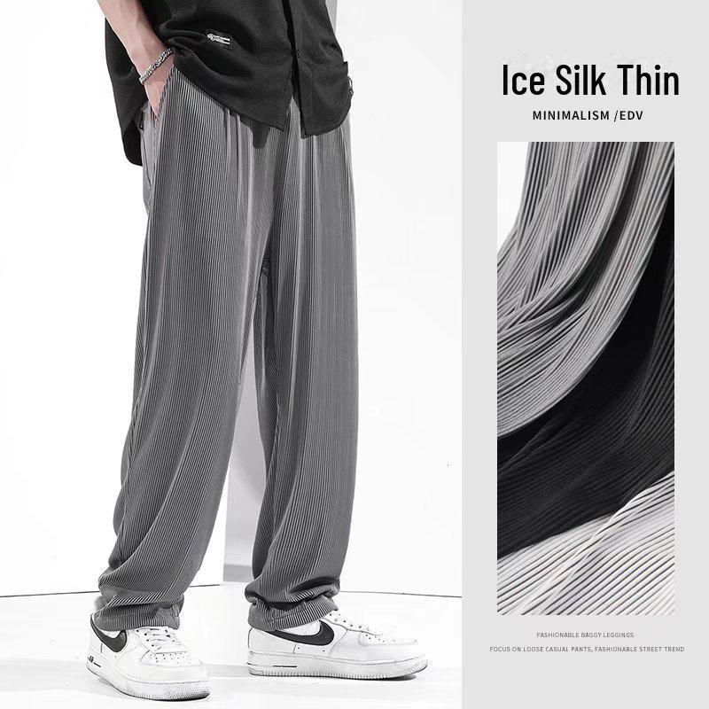 

Мужские летние повседневные брюки Ice Silk Wide-Leg L темно-серого