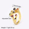 Nidin High Quality Inlaid Colorful Zircon Open Rings Adjustable For Women Men Personality Design Finger Jewelry Gift Wholesale