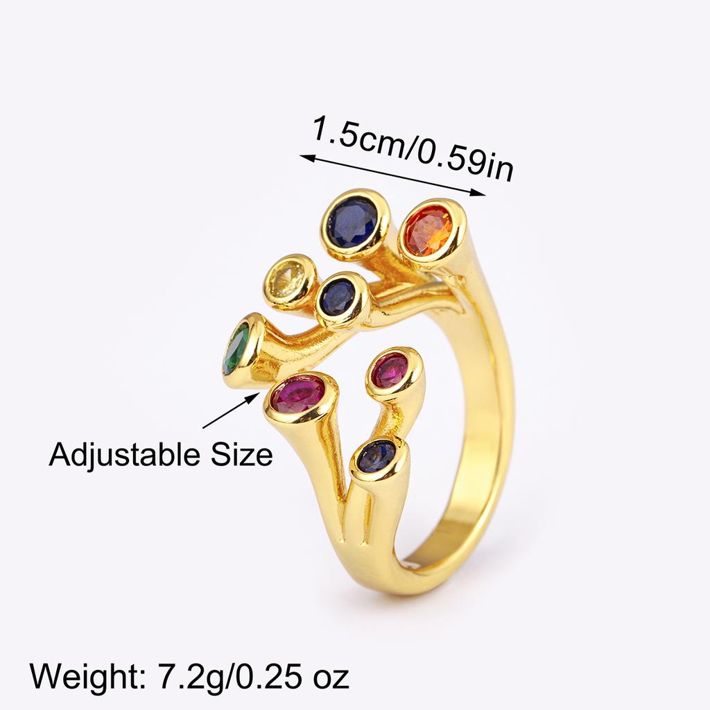 Nidin High Quality Inlaid Colorful Zircon Open Rings Adjustable For Women Men Personality Design Finger Jewelry Gift Wholesale