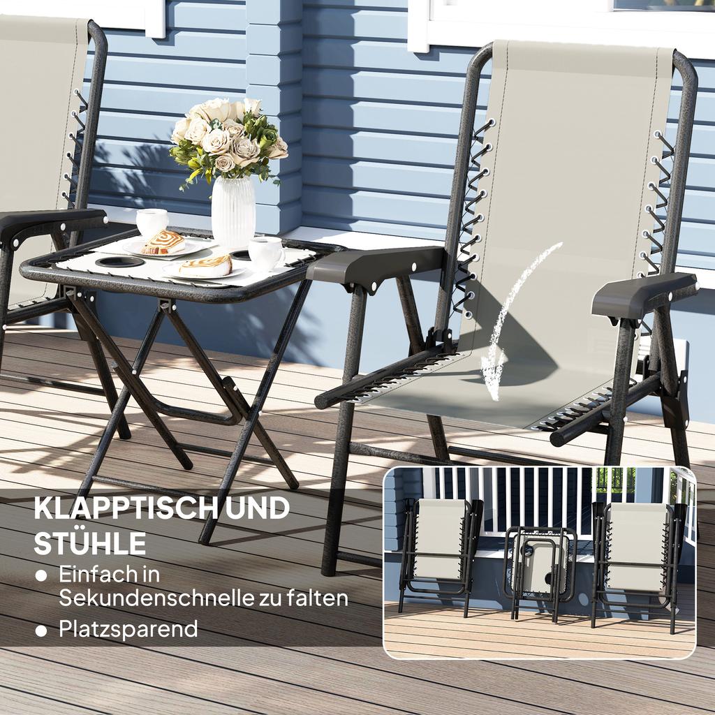 Three-Piece Garden Table and Chair Set - Dark Grey