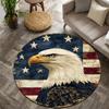 Eagle Flag Artistic Style Flannel-printed Round Floor Mats Are Slip-resistant Suitable for Living Bedroom Terrace Garden Carpets