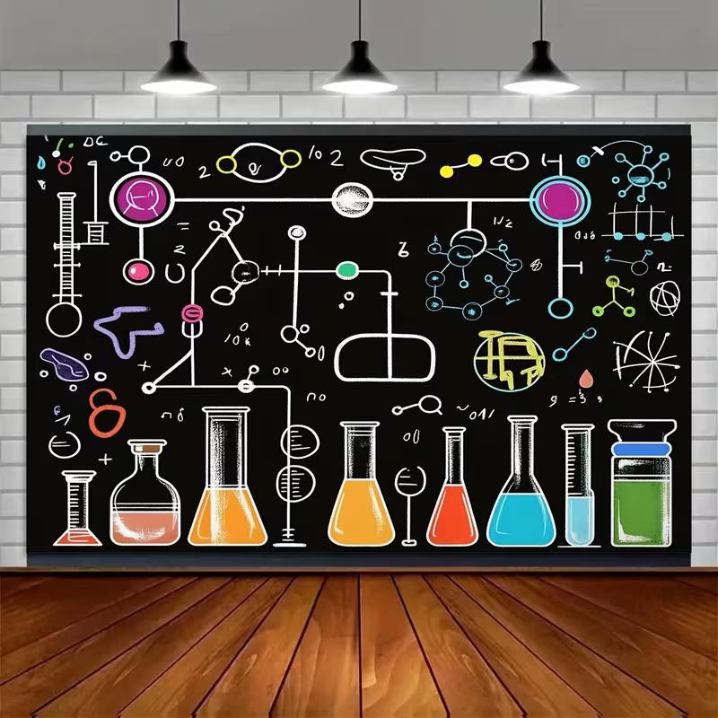2D Chemistry Lab Backdrop Science Themed Birthday Photography Background