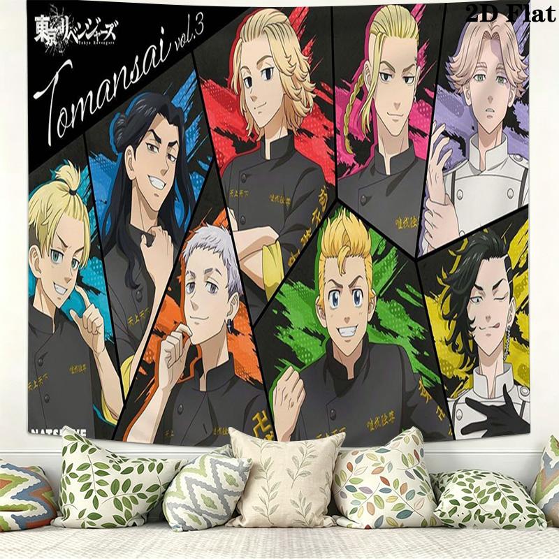 Tokyo Revengers Wall Tapestry Aesthetic Wall Hanging Printed Fabric Blanket Decorative Tapestries for Bedroom Living Room Home Decor