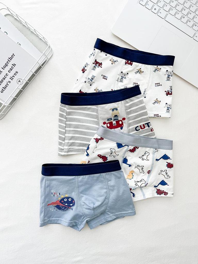 Children's Summer Cotton Boxer Briefs (Class A) for Boys Aged 9-12 - No Pinch Design.