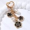 Pretty Flower Preal Enamel Keychain Plant Elegant Key Ring For Women Girls Friendship Gift Decoration Handmade DIY Jewelry Set