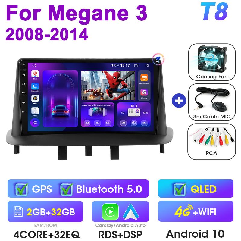 Android 12 Car Radio For Renault Megane 3 Fluence 2008 - 2014 GPS Carplay Auto 2 Din Stereo Intelligent Systems Smart Autoradio