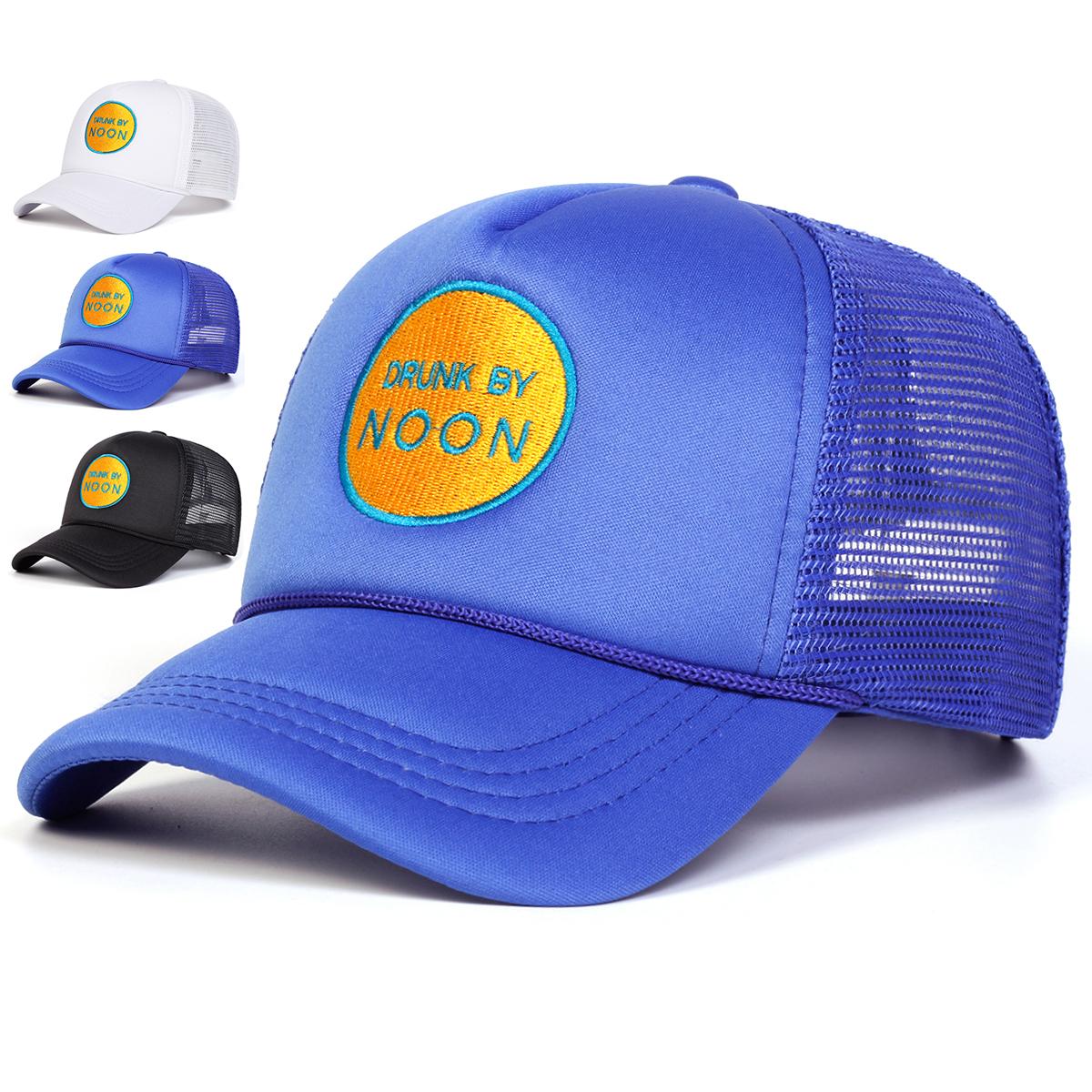 

Unisex DRUNK BY NOON Letter Embroidery Baseball Net Caps Adjustable Casual Hats Spring and Summer Outdoor Sunscreen Hat чорний