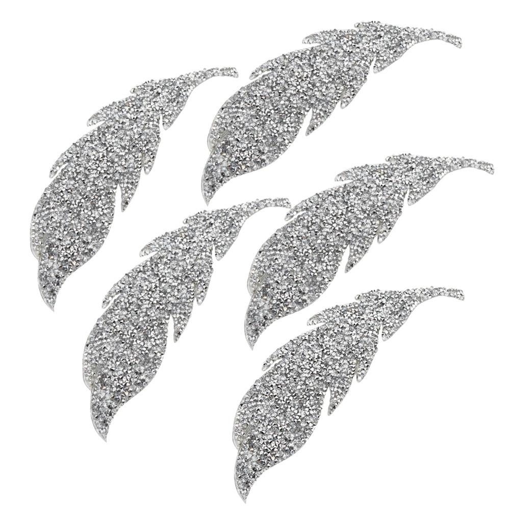 5pcs Sew On Iron On Patches Iron On Leaves Pattern Patches Rhinestone Patches For DIY Crafts