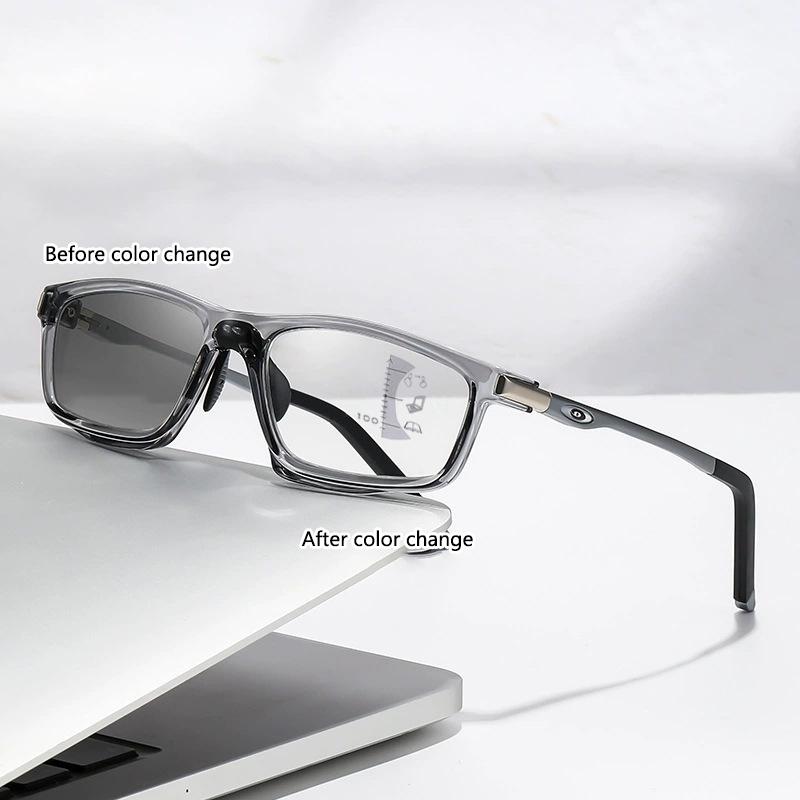 Outdoor Photosensitive Color Change Sports Travel Multi-focus Glasses With Long And Near Dual-purpose Reading Glasses 81304