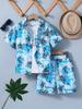 2-teiliges Set für Jungen, lässig, mit Kokosblattmuster, kurzärmeliges Hemd mit Kragen und passende Shorts - Hawaii Aloha Hemd, Frühjahr/Sommer Kollektion