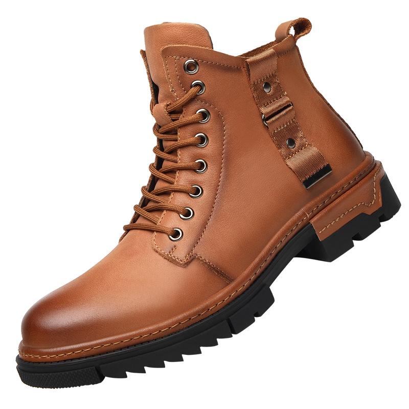 2025 Autumn and Winter Martin Boots Men's Trend Versatile Leather Men's High-top Leather Shoes British Rhubarb Leather Boots Tooling Men's Shoes