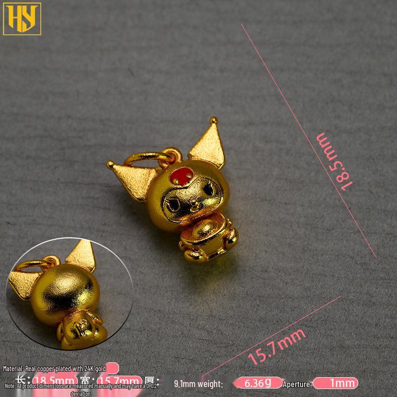24k Vergoldete Cartoon Kuromi & Cinnamoroll Anhänger Halskette für DIY Schmuck