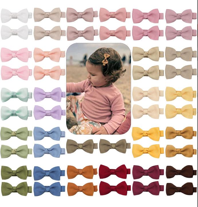 

50 шт./набор Разноцветные 2 Ленты репсовые Мини заколки-банты для волос для маленьких девочек Ручной работы Бантики Заколки для волос Головные уборы Аксессуары для волос