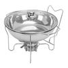 Runde Chafing Dishes für Buffet-Set Edelstahl Buffet Speisenwärmer-Set mit Glasdeckel Brennstoffbehälter
