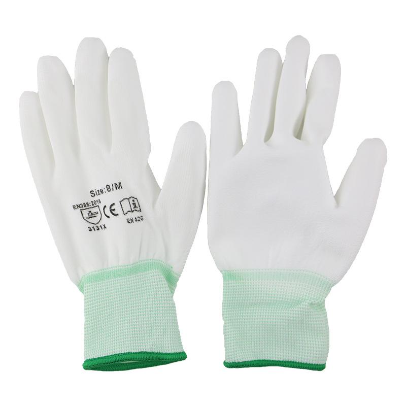 

Hand Shield HD-GP5013 Breathable Anti-slip Work Gloves, 13-pin Polyester, PU Coated Palm, White, Pack of 10 Pairs HD-GP5013-8