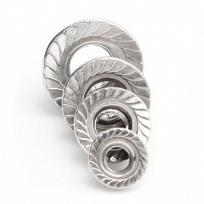 304/201 Stainless Steel Left-Hand Locking Flange Nut with Anti-Slip Washer, Fine Thread M3-M10