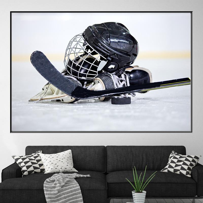Modern Stick On Ice Hockey Canvas Painting Winter Sport Posters and Prints Hockey Player Wall Art for Living Room Home Decor