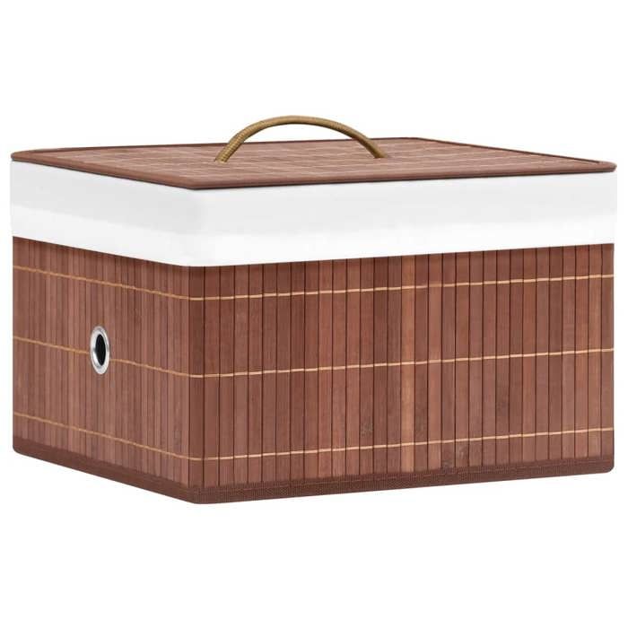 VidaXL Bamboo Storage Boxes 4 Pcs Brown