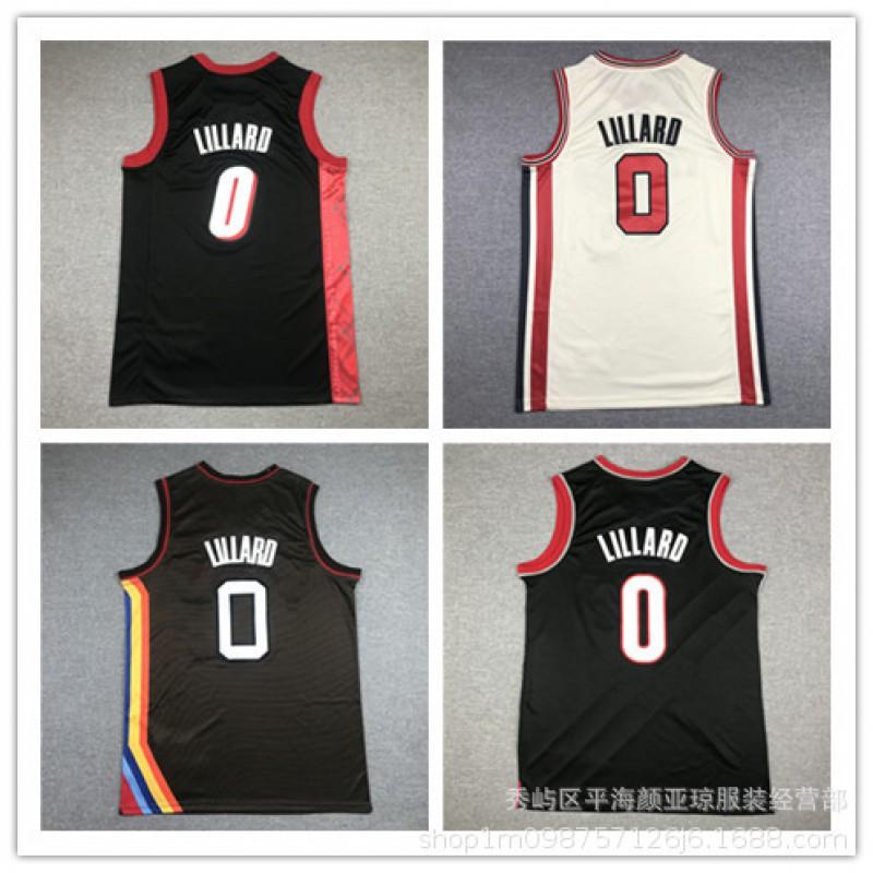 Nakışlı Portland Trail Blazers Damian Lillard 0 Basketbol Forması Erkek Kadın Nefes Alabilen Bambu Kömürü Lifi Spor Tişört