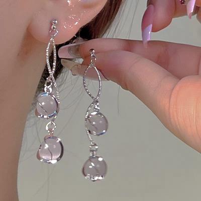 Fashion Long Drop Earrings Round Ball Dangle Earrings Bridal Wedding Jewelry Decor Elegant Ear Jewelry Women