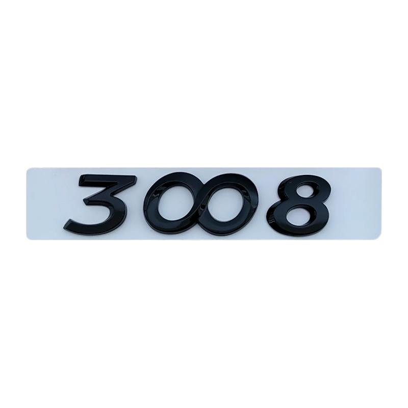 3d ABS Chrome Black Logo 3008 2008 4008 5008 Emblem Number Letters Nameplate WQPOK5 Sticker Car Trunk Badge Adhesive Decal Accessories