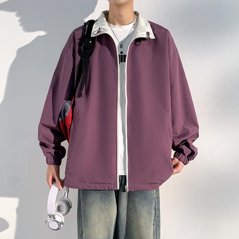 New Double-sided Jacket, New Spring and Autumn Versatile Trendy Brand Stand-up Collar Loose and Simple Neutral Couple Casual