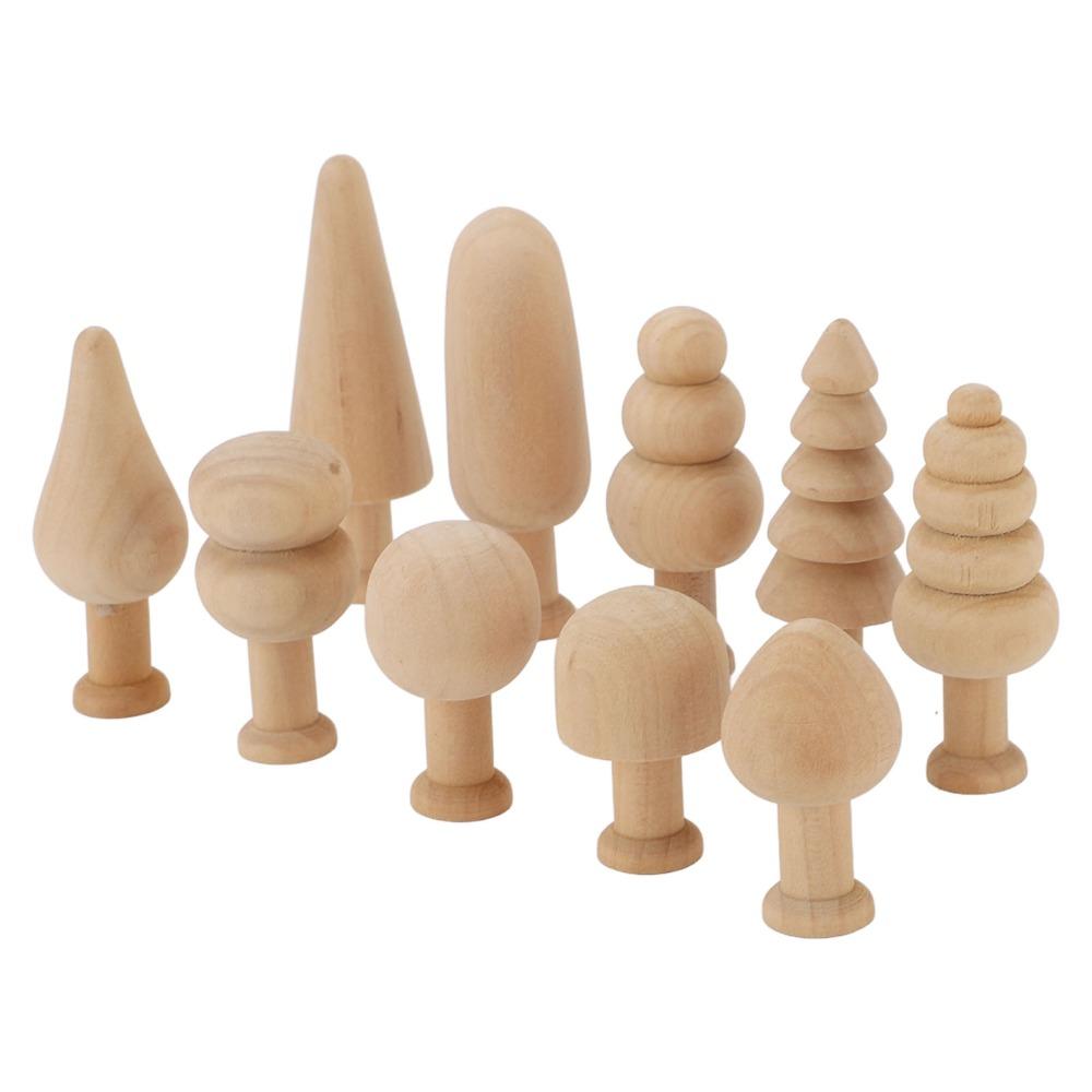 20 Pcs Schima Superba Wood Blank Wooden Peg Trees 25mm Wooden Xmas Trees  Easter Party
