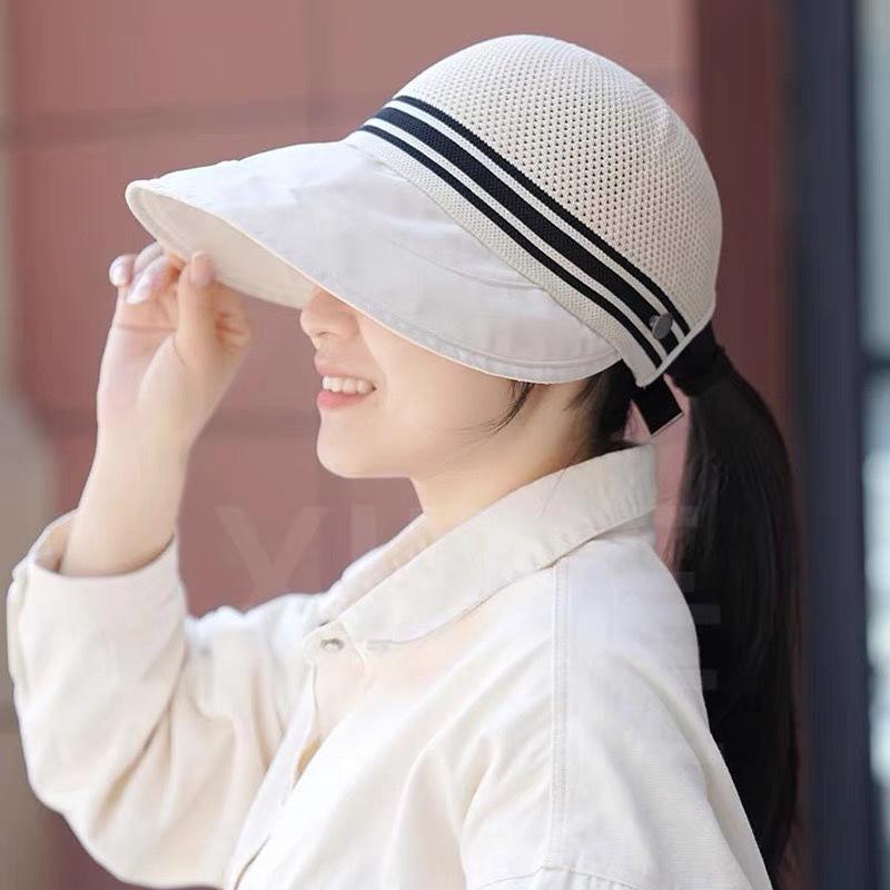 Women's Wide Brim Summer Sun Protection Hat with Open Top & Face Covering