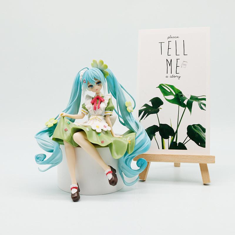 Miku Pvc Hatsune Model Ornament With Four Leaf Clover Style For Gift Fans
