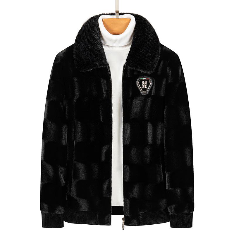 2024 Men's Gold Sable Velvet Lapel Coat: High-End Light Luxury, Warm Faux Mink Velvet Fashion