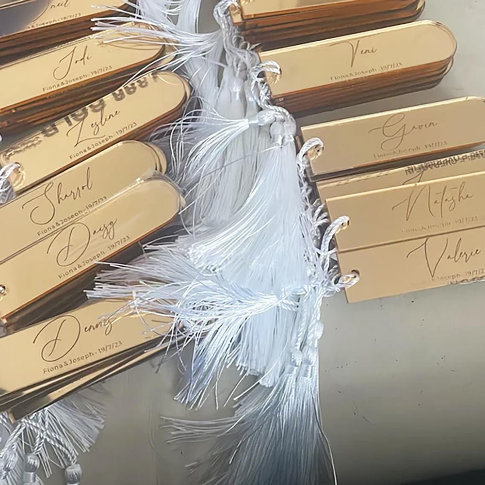 Custom 5Pcs Wedding Place Card Wedding Table Decoration Guest Gift Acrylic Place Name Bookmark Keyring Party Favours Place Card