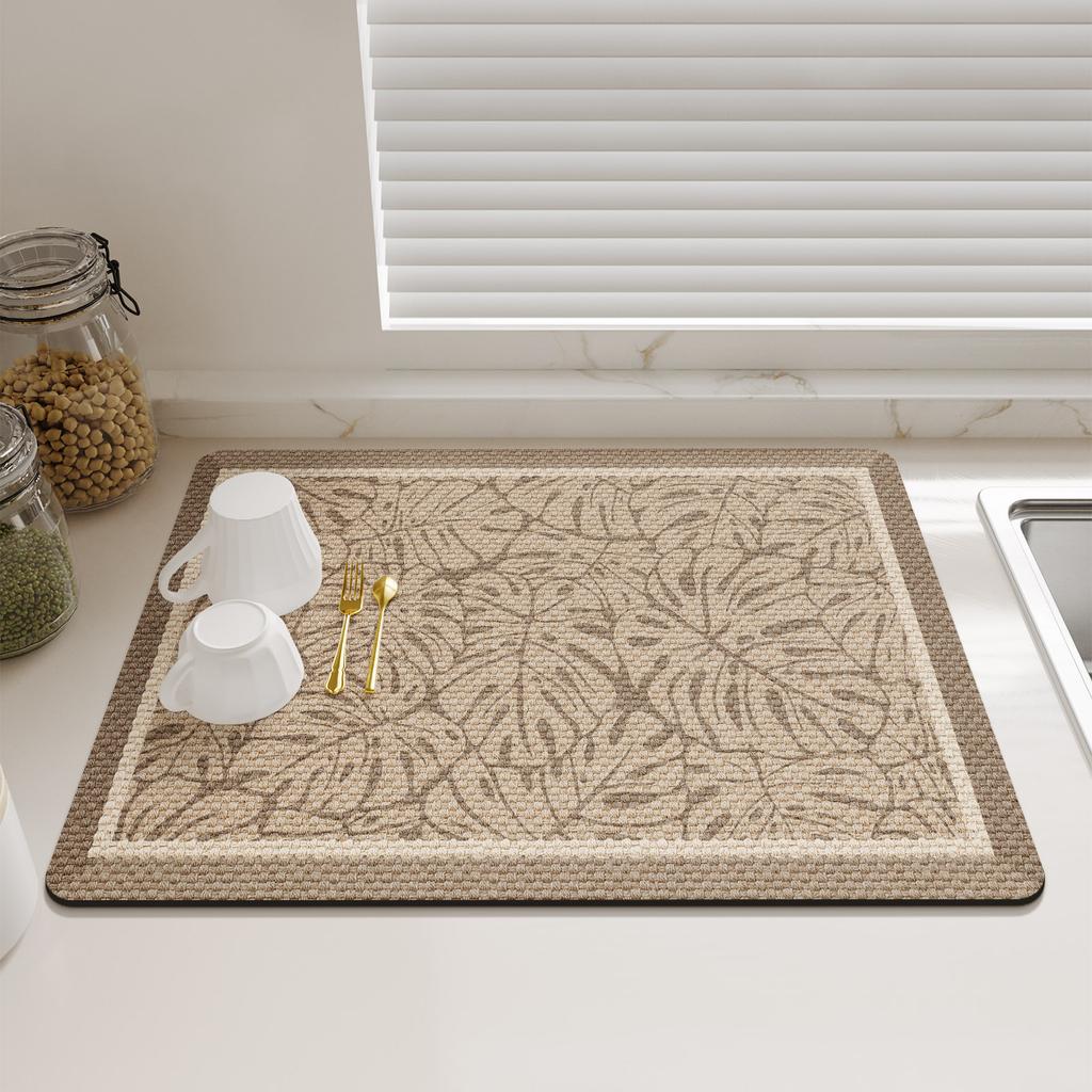 Kitchen Dish Drying Mat Antiskid Coffee Drain Pad Waterproof Tableware Heat Resistant Counter Top Mat Faucet Draining Placemat
