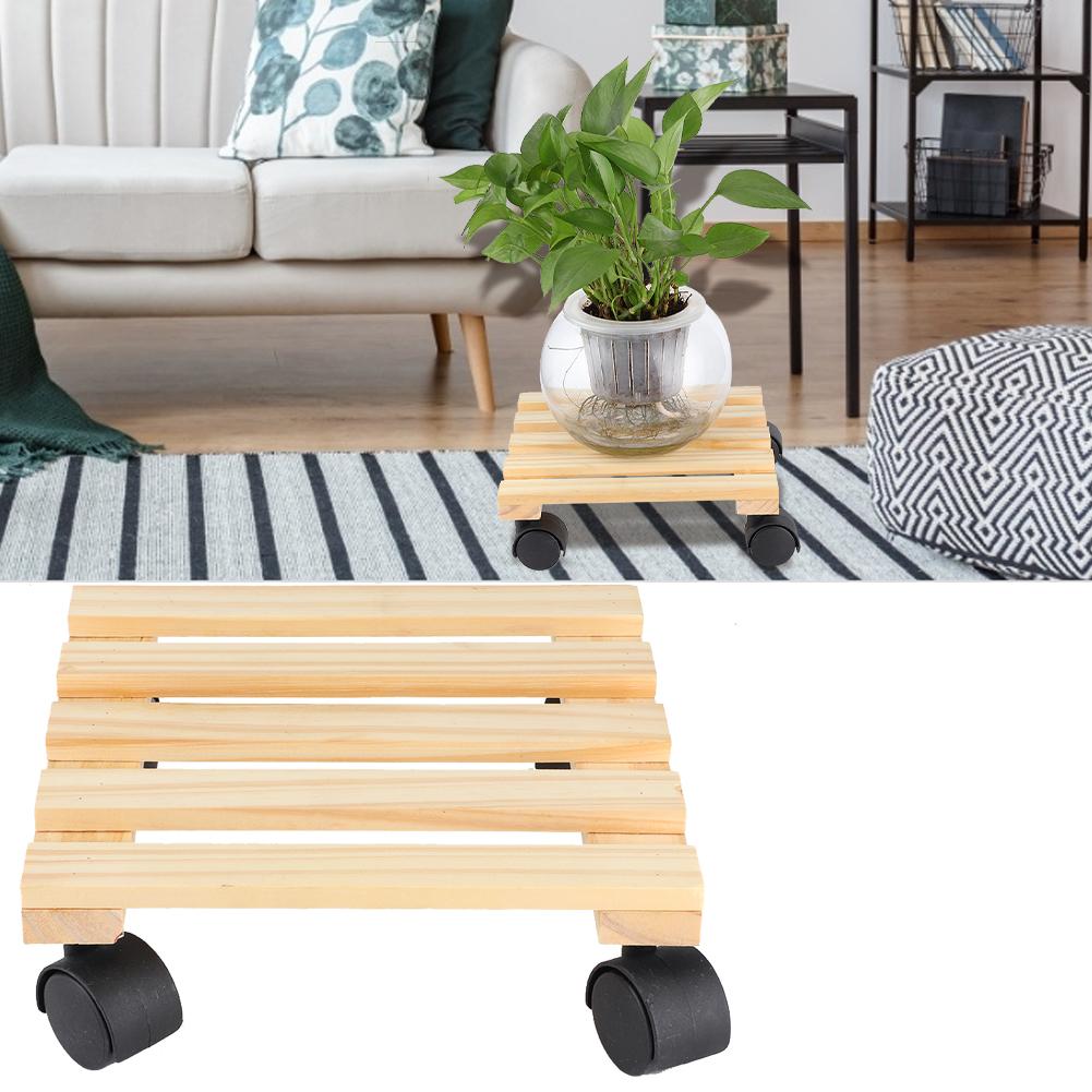 Holz Blumen Pflanzen Topf Untersetzer Rollbrett Bewegliche Ablage Ständer Halter mit Rädern für Gartenzubehör