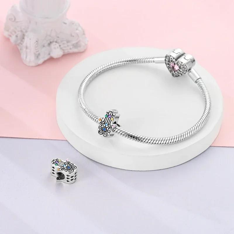 Original Charmscopper Colorful Retro Patterned Palms Beads Fit Charms Platabracelets For Women Jewelry Making Gifts