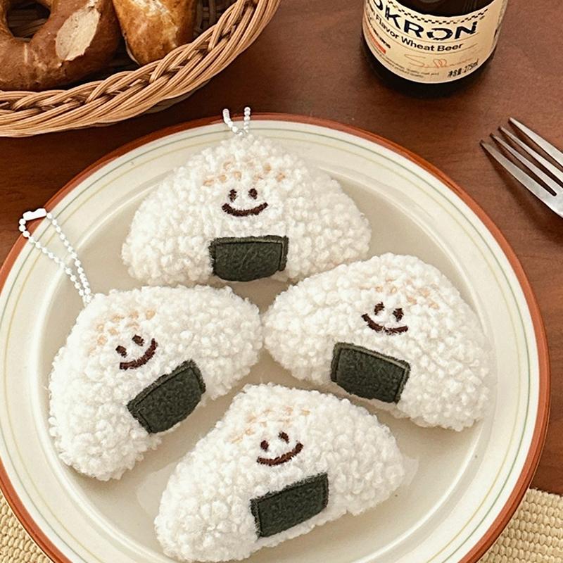 Cute Cartoon Rice Ball Keychains Pendant Funny Doll Brooch Novelty Creative Backpack Decoration Accessories Gifts