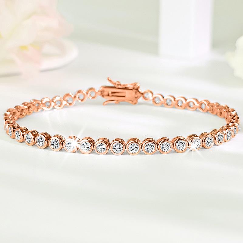 3mm copper inlaid zircon bracelet fashion creative round bag tennis hot selling bracelet ins style