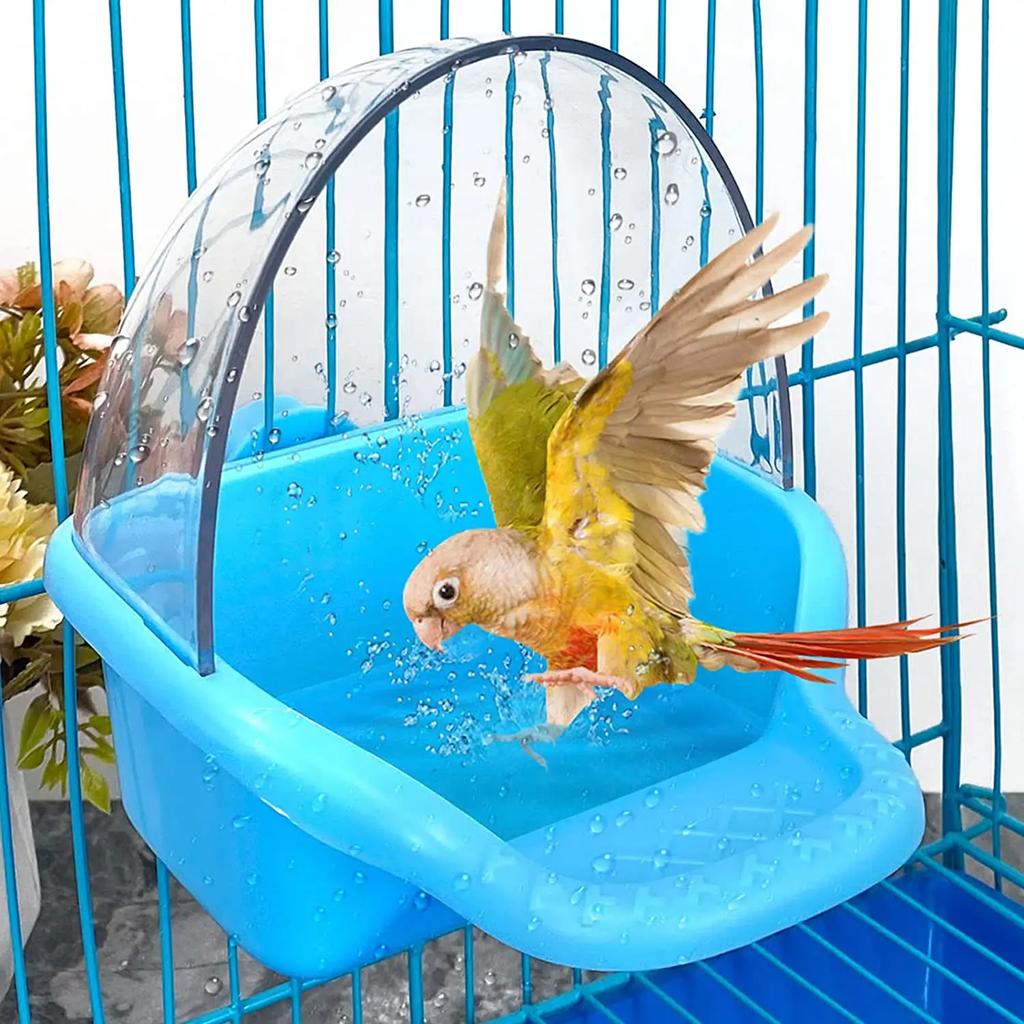 Splash Prevention Bird Cage Feeder Parrot Birds Water Hanging Bowl Parakeet Feeder Box Pet Cage Food Container Bird Supplies